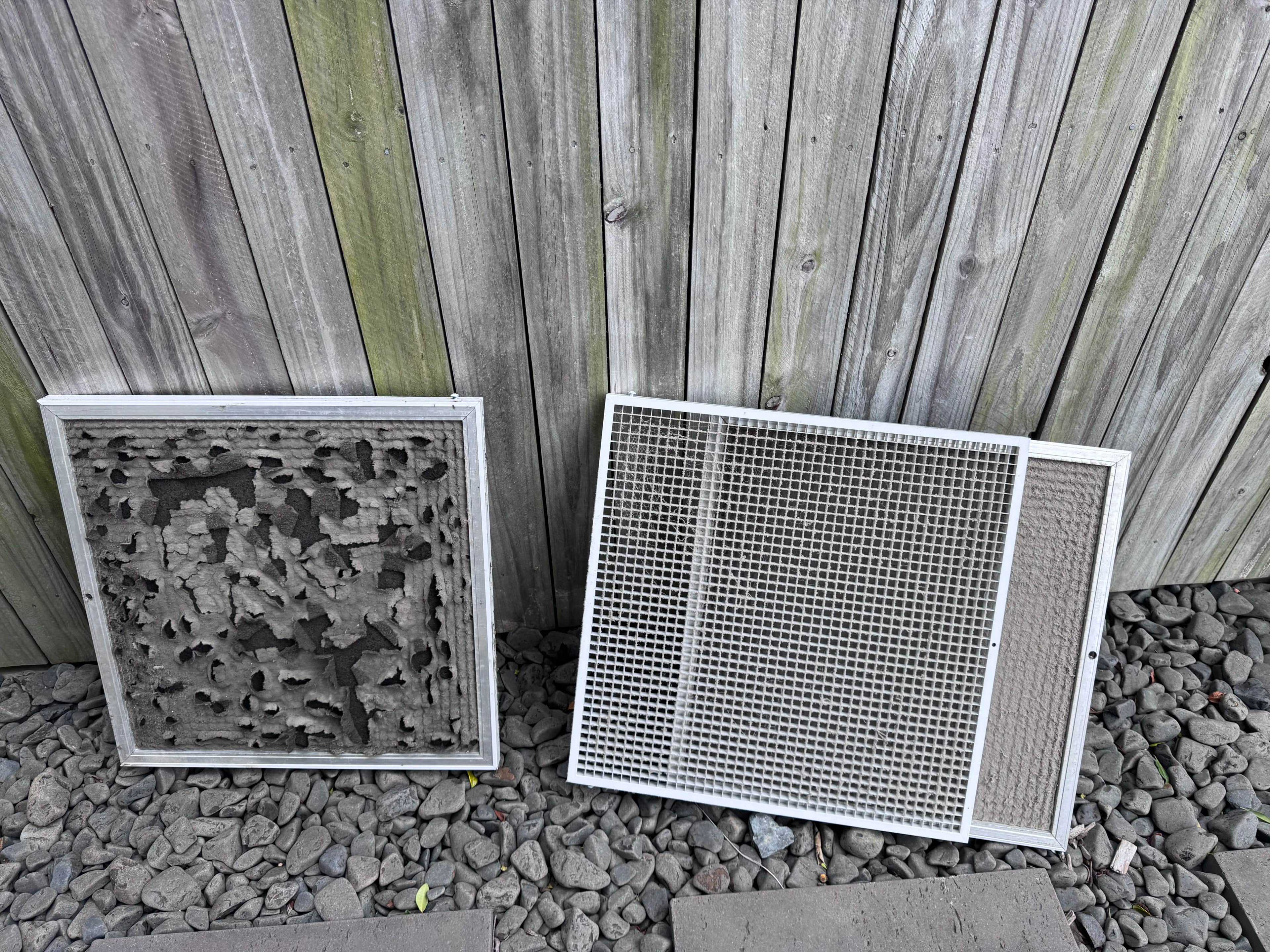 Replacing old degraded return air filter with a new clean filter