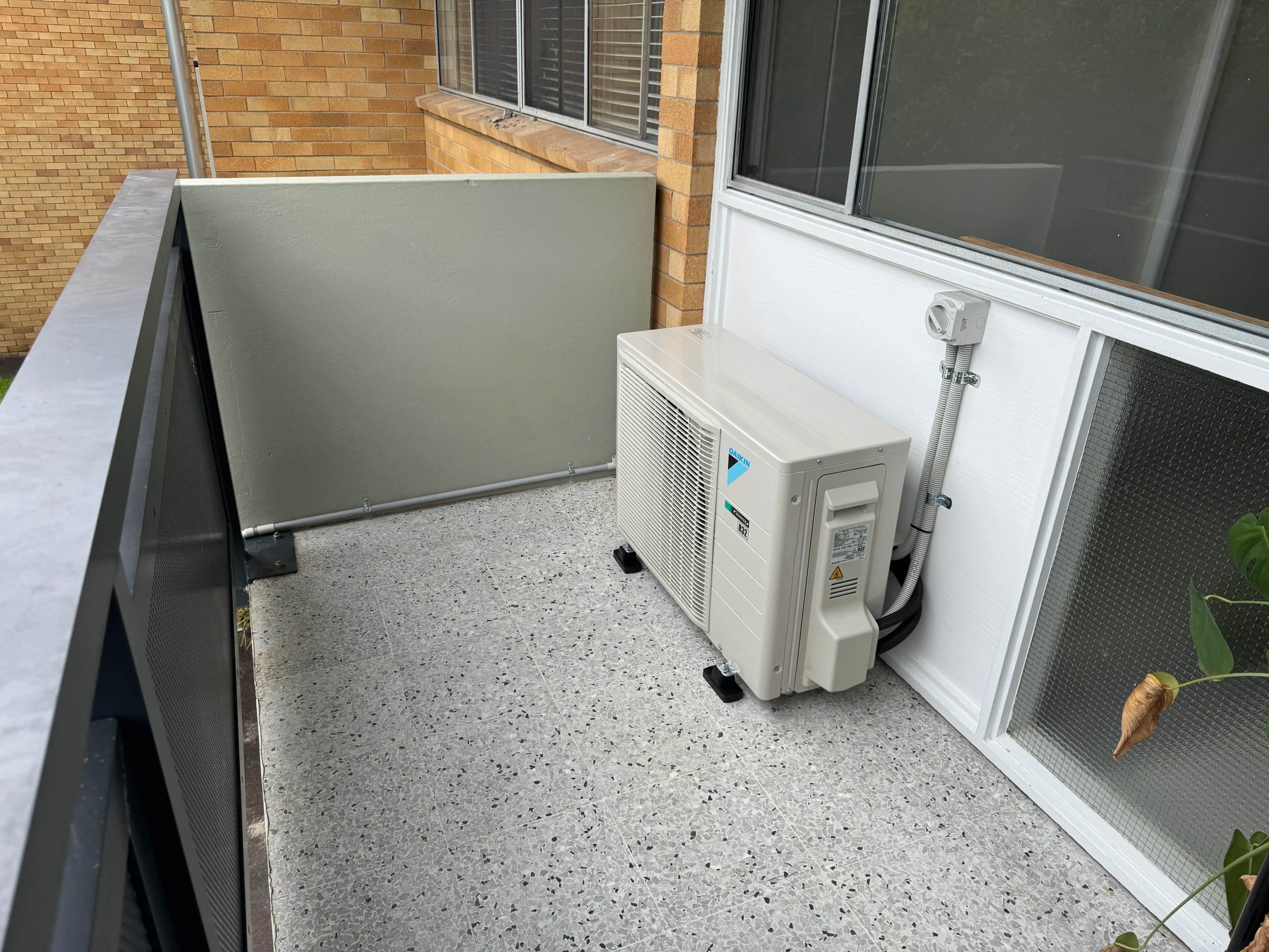 Outdoor condensing unit after installation